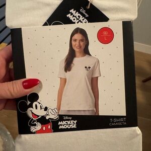 Disney White/ Mickey Mouse woman’s Tee. Lot Of 2!